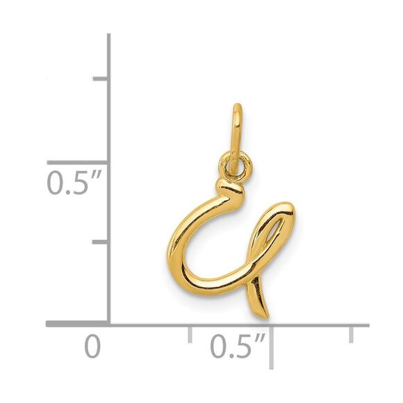14k Yellow Gold, Claire Collection Mini Lower Case Initial U Charm - Picture 4 of 5